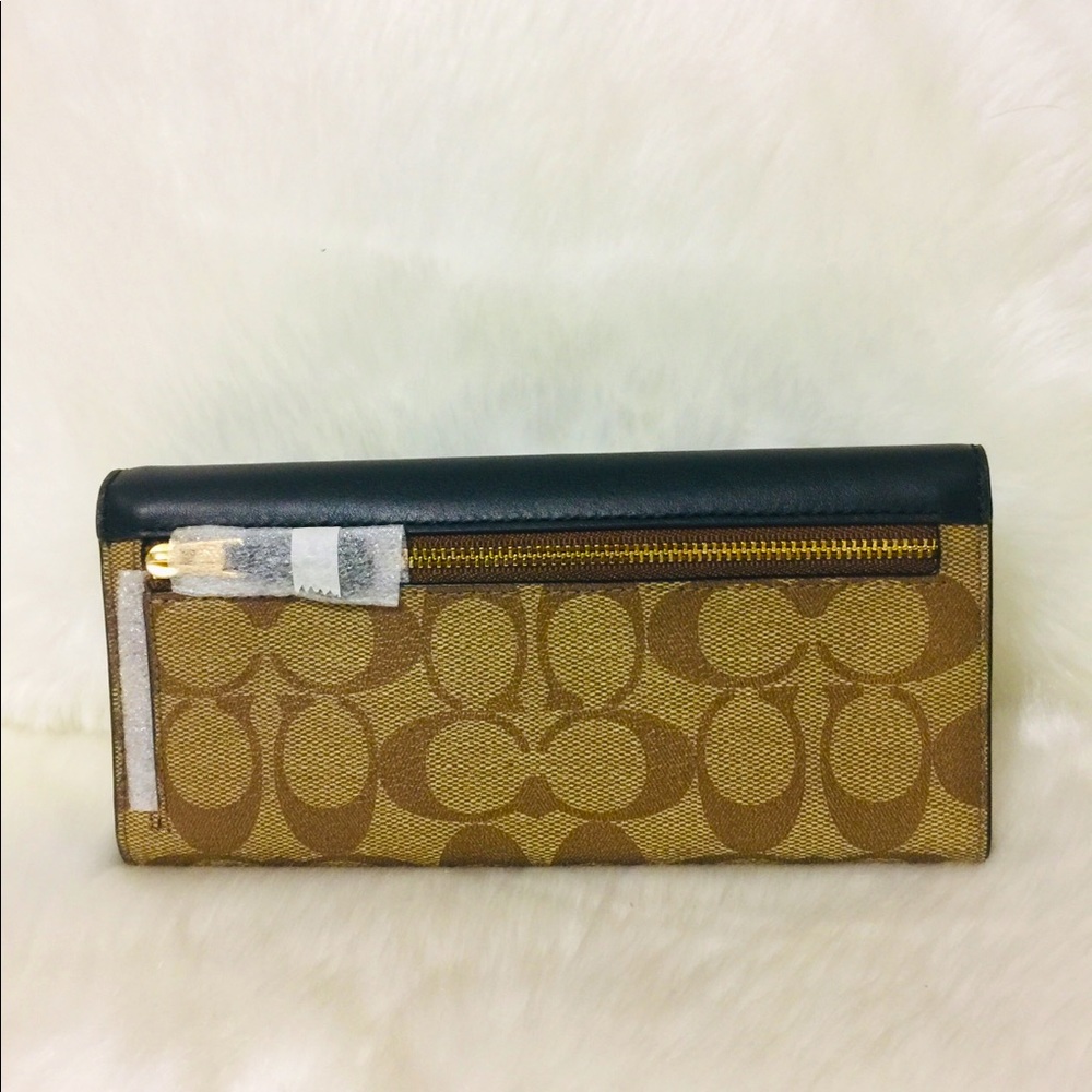 Coach Slim Envelope Black Wallet Signature Canvas - Picture 3 of 11